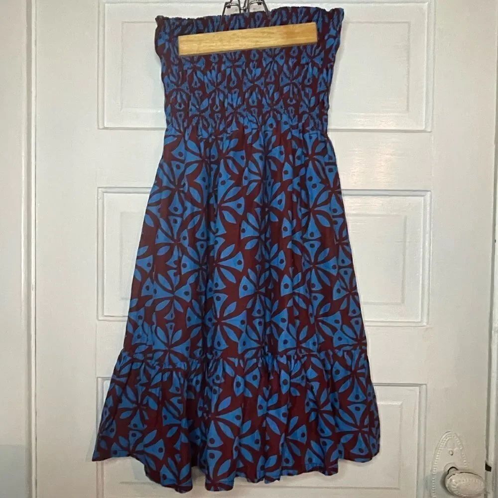 Moda International Smocked Strapless Dress w/ Flowing Skirt